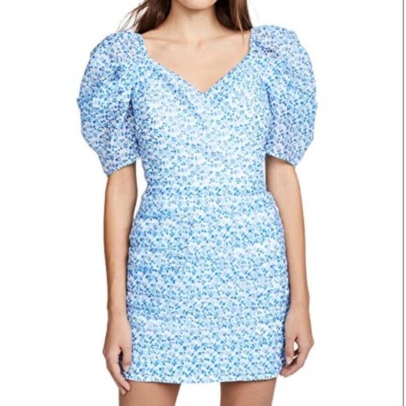 C/MEO Collective Dresses & Skirts - C/Meo Collective Dress 4 Women's Blue Floral Puff Sleeve Mini Come Across Dainty